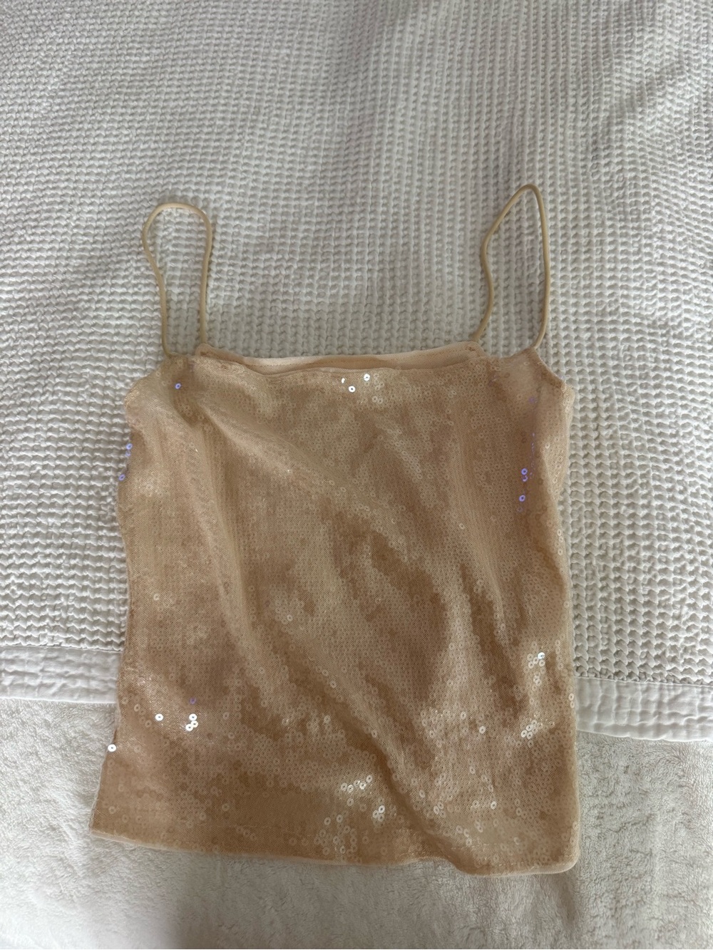 Missguided Nude Sequin Cami Tank Top